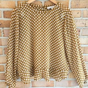 Ann Taylor LOFT Gold Patterned Blouse